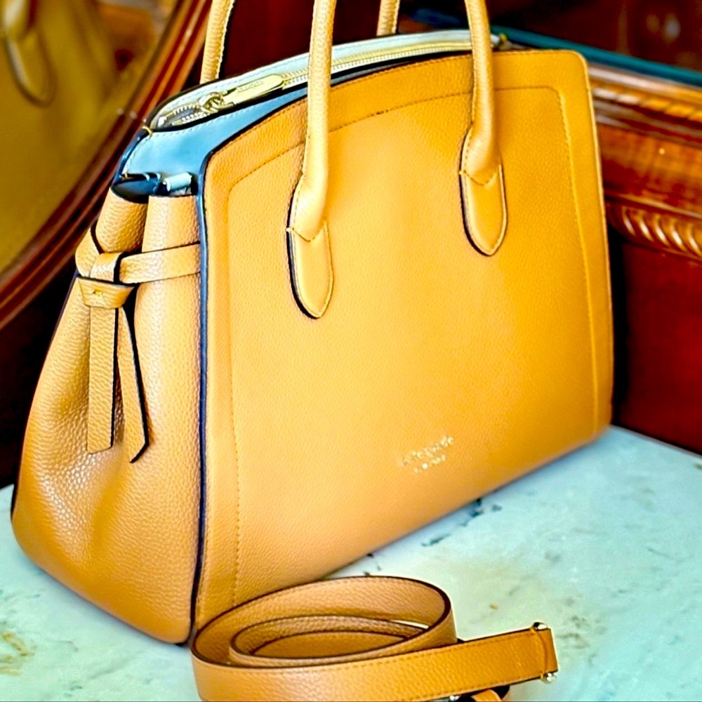 Kate Spade Tan Satchel Bag with Structured Design